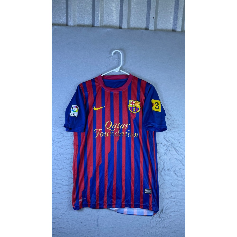 Nike FC Barcelona Jersey Mens S Blue Red Good 2011-12 Qatar Foundation Home